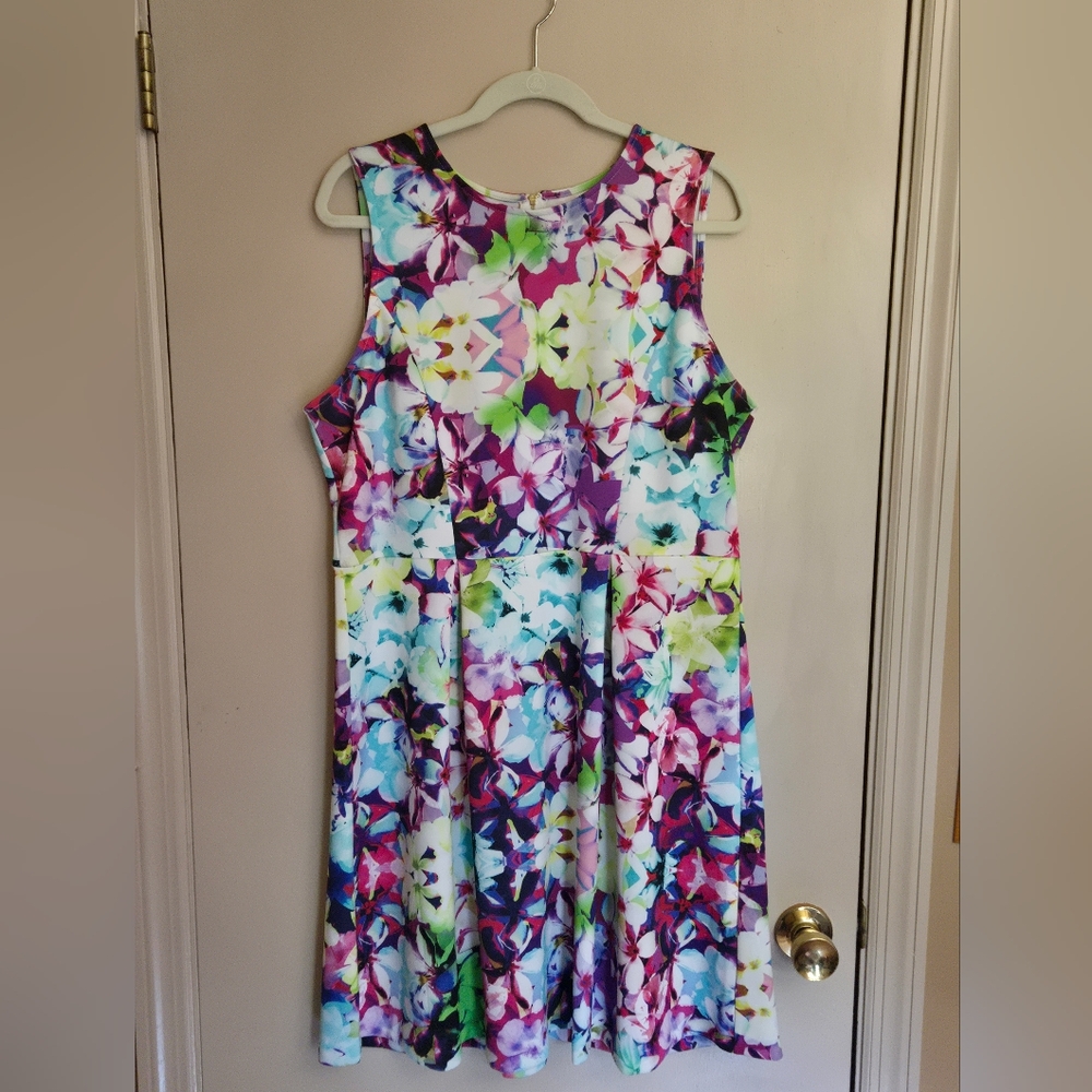 NWOT - Women's Worthington Neon Floral Dress Size XL